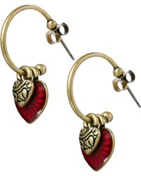 Women S Cath Kidston Earrings Online Cath Kidston Red Enamel Heart Hoop Earrings Lyst