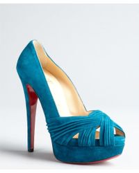 christian louboutin pointed-toe pumps Mint green satin crossed ...