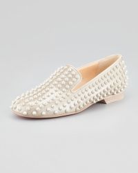 christian louboutin rolling spikes glitter loafer light gold ...  