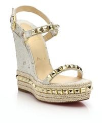 Christian louboutin \u0026#39;cataclou\u0026#39; Espadrille Platform Sandal in Gold ...
