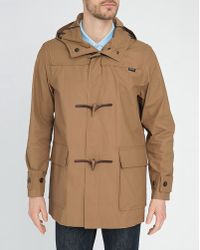 Gloverall | Camel Waxed Long And Hooded Raincoat | Lyst
