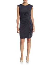 Lyst Women S Saks Fifth Avenue Black Label Dresses From 88 Saks Fifth Avenue Black Label Sueded Pleated Zip Sheath Dress Lyst
