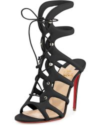 Christian louboutin Gwinee Strappy Glitter Red Sole Sandal in ...