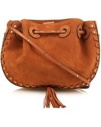 Chlo Jane Mini Leather And Suede Cross-Body Bag in Brown | Lyst