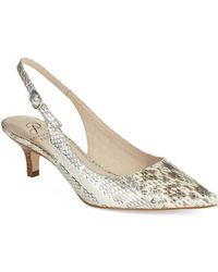 Jimmy Choo Glittered Kitten Heel Dorsay in Silver (champagne) | Lyst