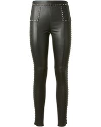 Saint Laurent Black Stretch Leather Leggings - Lyst