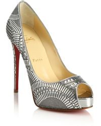 christian louboutin metallic leather d\u0026#39;Orsay pumps Navy blue ...