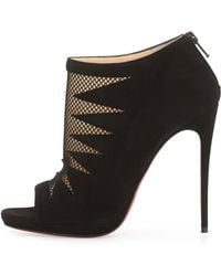 Christian louboutin Fierce Suede Platform Boots in Black - Save 20 ...