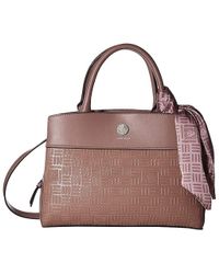 Emboss Lion Top Handle Lilac Handbags