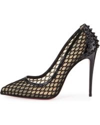 Christian louboutin Miluna Fishnet Slingback Leather Pumps in ...