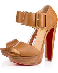 Christian louboutin Guernica 100 Cutout Leather Sandals in Brown ...