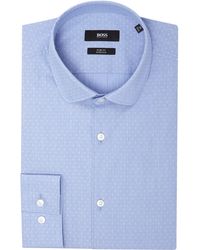 BOSS | Slim Geo Round Collar Shirt | Lyst