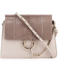 chole handbags - Chlo Faye Small Suede And Leather Shoulder Bag in Beige (SILVER ...