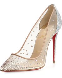 christian louboutin embellished mesh pumps
