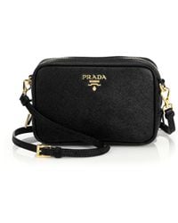Prada Saffiano Leather Camera Bag in Black (nero) | Lyst  