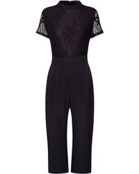 Boohoo Overall ́ High Neck Lace Cullotte Jumpsuit ́ - Schwarz