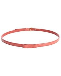 Prada Orchid Patent Leather Logo Buckle Skinny Belt in Pink | Lyst  