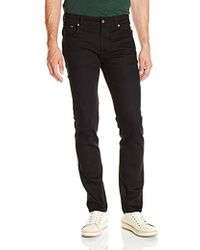 new Nudie Mens Slim Fit Raw Denim JeansThin Finn Organic Dry Black Coated