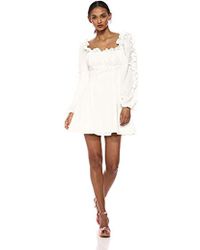C/meo Collective Perfect Part Long Sleeve Babydoll Short Mini Dress - White
