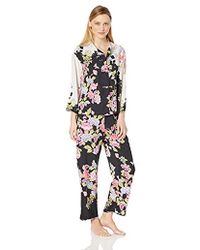 Natori Printed Charmeuse Pajama Set - Black