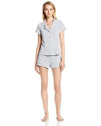 Eberjey Gisele Two-piece Short Sleeve & Short Pajama Sleepwear Set - Blue