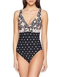 Seafolly Damen Badeanzug Inka Gypsy Tie Front Maillot - Schwarz