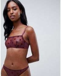 ASOS Star Mesh Underwire Bra - Red