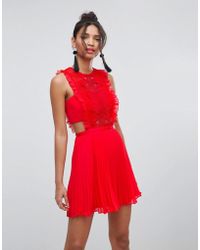 ASOS Kanten Mini-overgooier Met Plooirok - Rood