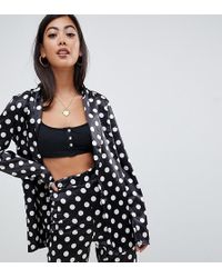 Boohoo Blazer in raso a pois - Nero