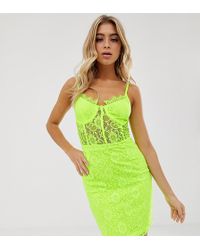 Missguided Vestitino in pizzo lime - Verde