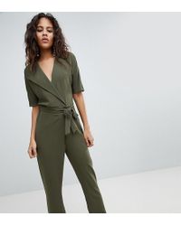 ASOS Combinaison cache-cœur avec ceinture à nouer - Vert