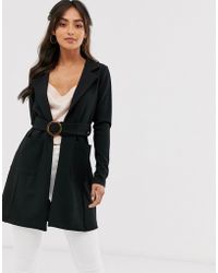 Boohoo Giacca nera con cintura e fibbia ad anello - Nero