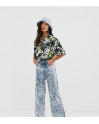 Collusion Jeans Met Acid Wash En Wijde Pijpen - Blauw