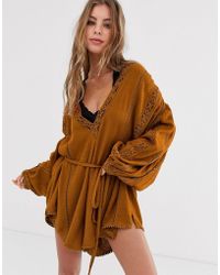 Free People I Mean It - Combishort brodé - Orange