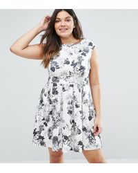 Rose Imprimé Patineuse Robe Robe À mNw8n0
