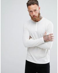 Image result for ASOS Long Sleeve T-Shirt With Grandad Neck In Linen Mix Fabric