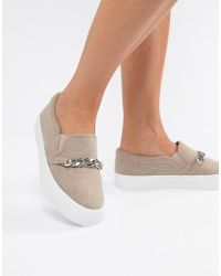 Lyst - ASOS Disco Leather Mule Plimsolls in Gray