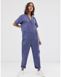 ASOS Minimalistischer, legerer Overall mit kurzen Ärmeln - Blau