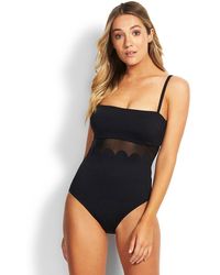 Seafolly Petal Edge Dd Swimsuit - Black