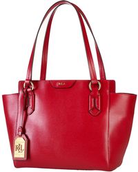 Lauren By Ralph Lauren Newbury Red Leather Tote Bag in Red | Lyst
