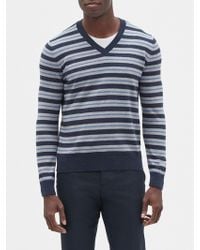Lyst Banana Republic Factory Solid Flat V Neck Sweater In Red