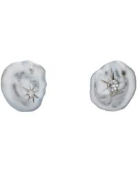 Lyst Bloomingdale S Black Cultured Freshwater Pearl And White Samira 13 White Diamond Centered Keshi Pearl Stud Earrings Lyst
