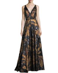 Lyst - J. mendel Ruched Jersey Gown in Natural