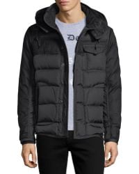 moncler mixed-media quilted-front hooded jacket navy moncler mixed-media quilted-front hooded jacket navy