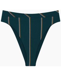 Seafolly Aralia High Cut Bikini Bottom - Emerald Stripe Print - Green