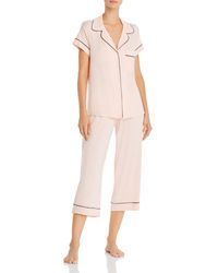 Eberjey Gisele Short Sleeve Crop Pajama Set - Pink