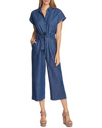 Vince Camuto Belted Denim Jumpsuit - Blue