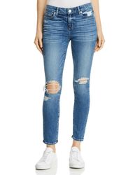 PAIGE Verdugo Ankle Skinny Jeans In Embarcadero Destructed - Blue
