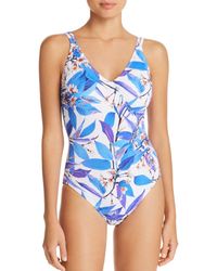 Gottex Sinatra Crossover V - Neck One Piece Swimsuit - Blue
