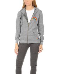 Aviator Nation Rainbow Zip Hoodie Heather Grey - Gray